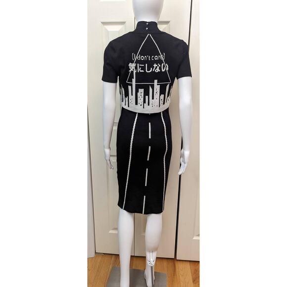 J Mujet X Designow Dress And Cardigan Crop Set I Don't Care Graphic City Print - Picture 6 of 15